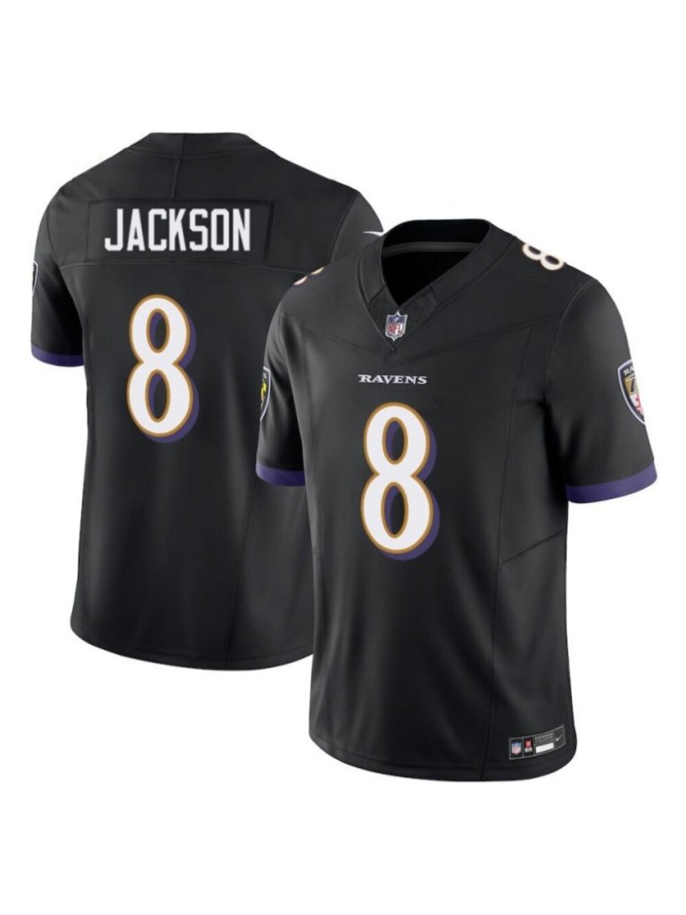 Adult Mens Lamar Jackson Black Stitched Jersey Vapor
